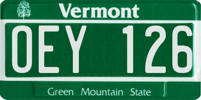 VT license plate OEY126