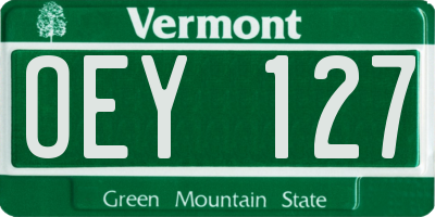 VT license plate OEY127