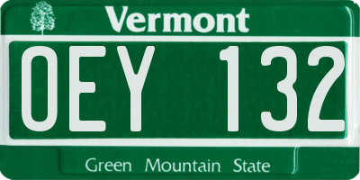 VT license plate OEY132