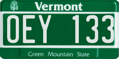 VT license plate OEY133