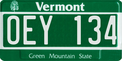 VT license plate OEY134