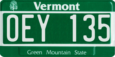 VT license plate OEY135