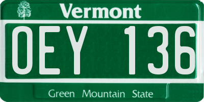 VT license plate OEY136