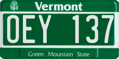 VT license plate OEY137