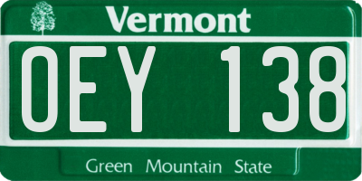 VT license plate OEY138