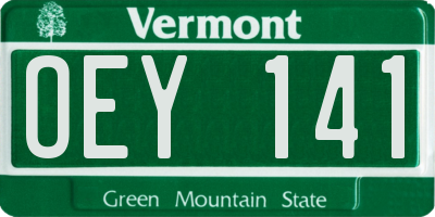 VT license plate OEY141