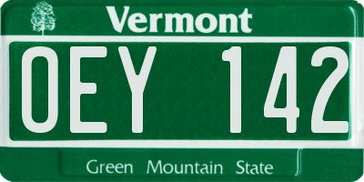 VT license plate OEY142