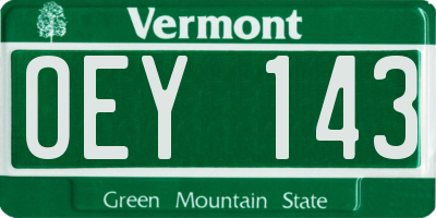 VT license plate OEY143