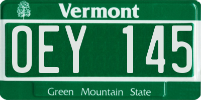 VT license plate OEY145