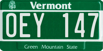 VT license plate OEY147