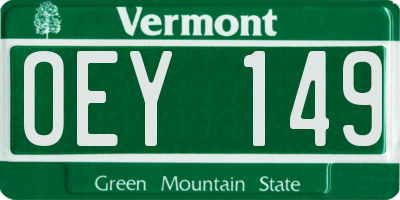 VT license plate OEY149