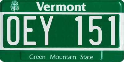 VT license plate OEY151