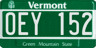 VT license plate OEY152