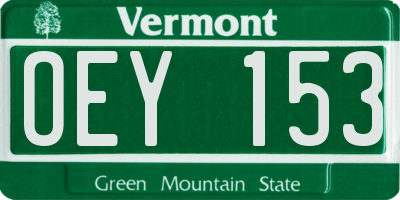 VT license plate OEY153