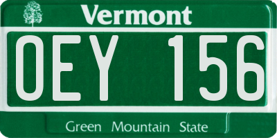 VT license plate OEY156