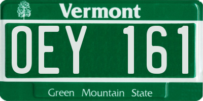 VT license plate OEY161