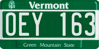 VT license plate OEY163