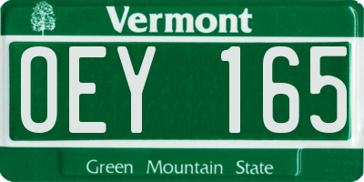 VT license plate OEY165