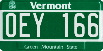 VT license plate OEY166