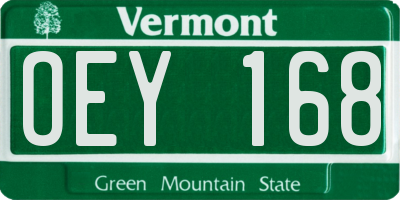 VT license plate OEY168