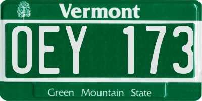 VT license plate OEY173