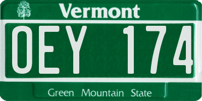 VT license plate OEY174