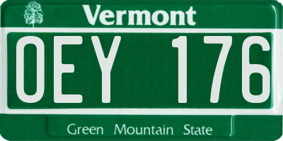 VT license plate OEY176
