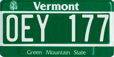 VT license plate OEY177