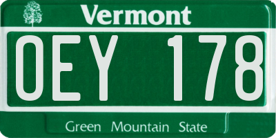 VT license plate OEY178