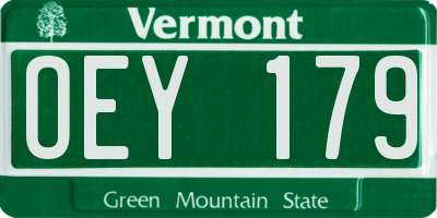 VT license plate OEY179