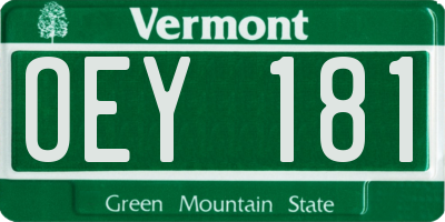 VT license plate OEY181