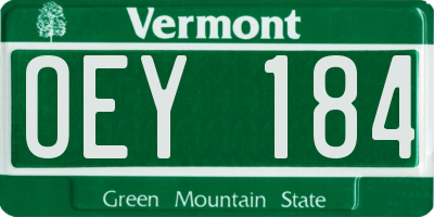 VT license plate OEY184