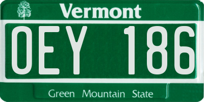 VT license plate OEY186