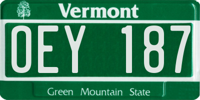 VT license plate OEY187
