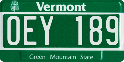 VT license plate OEY189