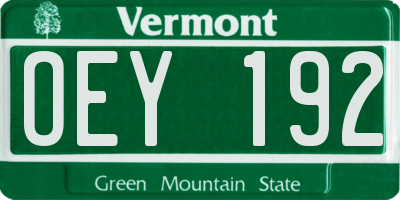 VT license plate OEY192