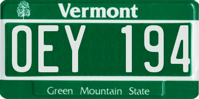 VT license plate OEY194