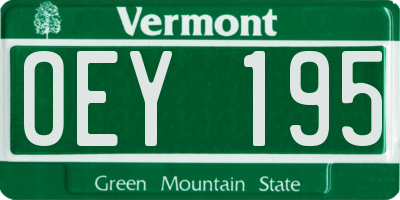 VT license plate OEY195