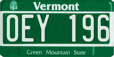 VT license plate OEY196