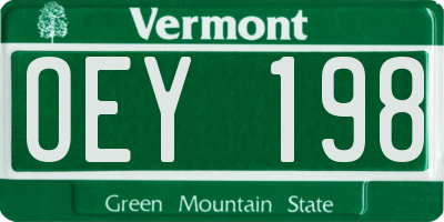 VT license plate OEY198