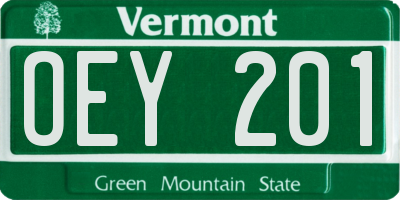 VT license plate OEY201