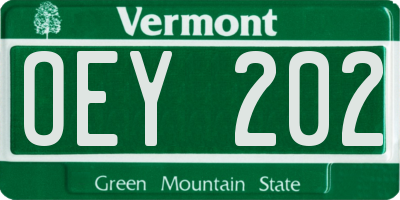 VT license plate OEY202