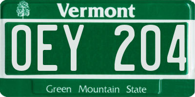 VT license plate OEY204