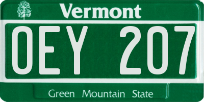 VT license plate OEY207