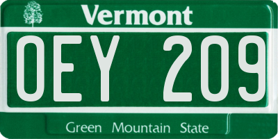 VT license plate OEY209