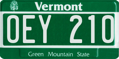 VT license plate OEY210