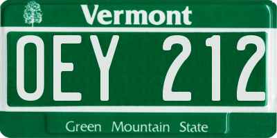 VT license plate OEY212