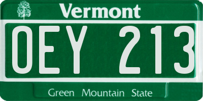 VT license plate OEY213