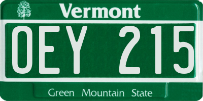 VT license plate OEY215