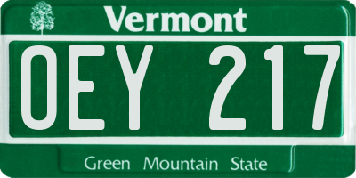 VT license plate OEY217